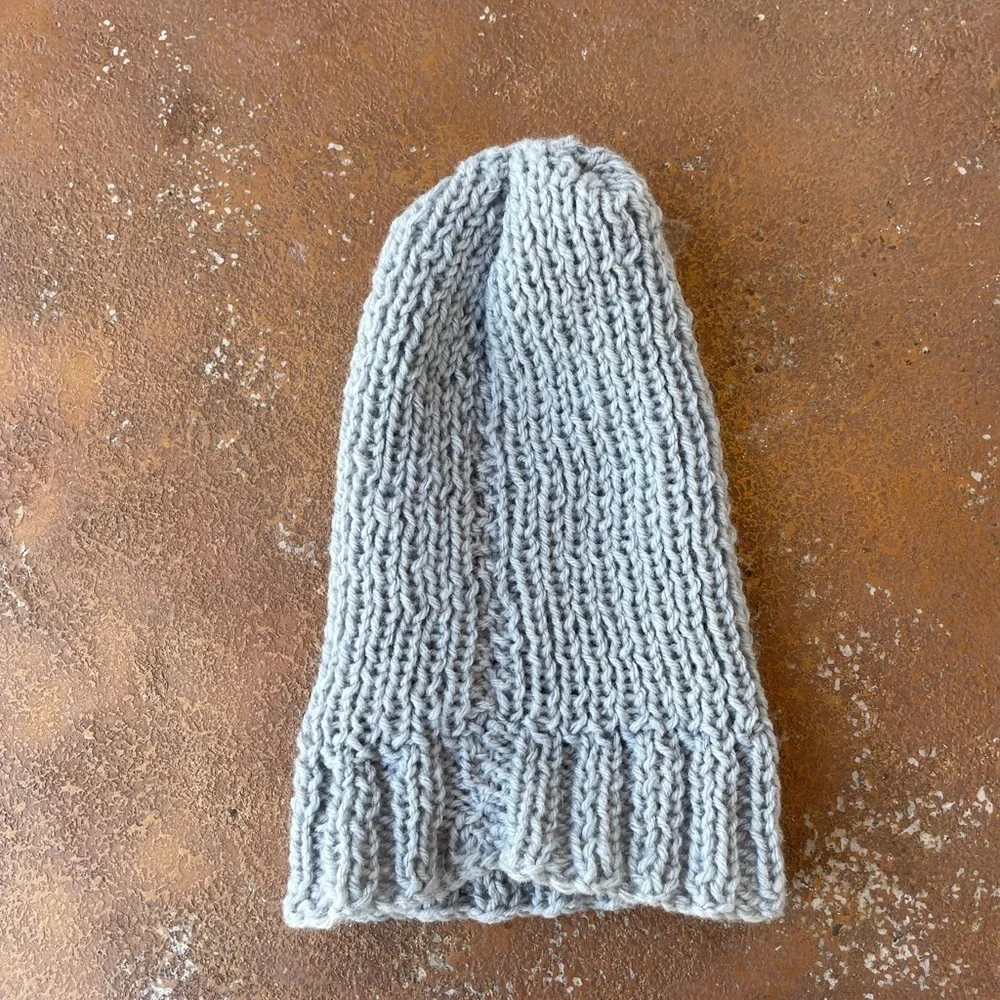 Handmade knit baby blue beanie